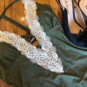 Olive green one piece swimsuit